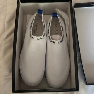 White Lauren Ralph Lauren knit slip-on shoes